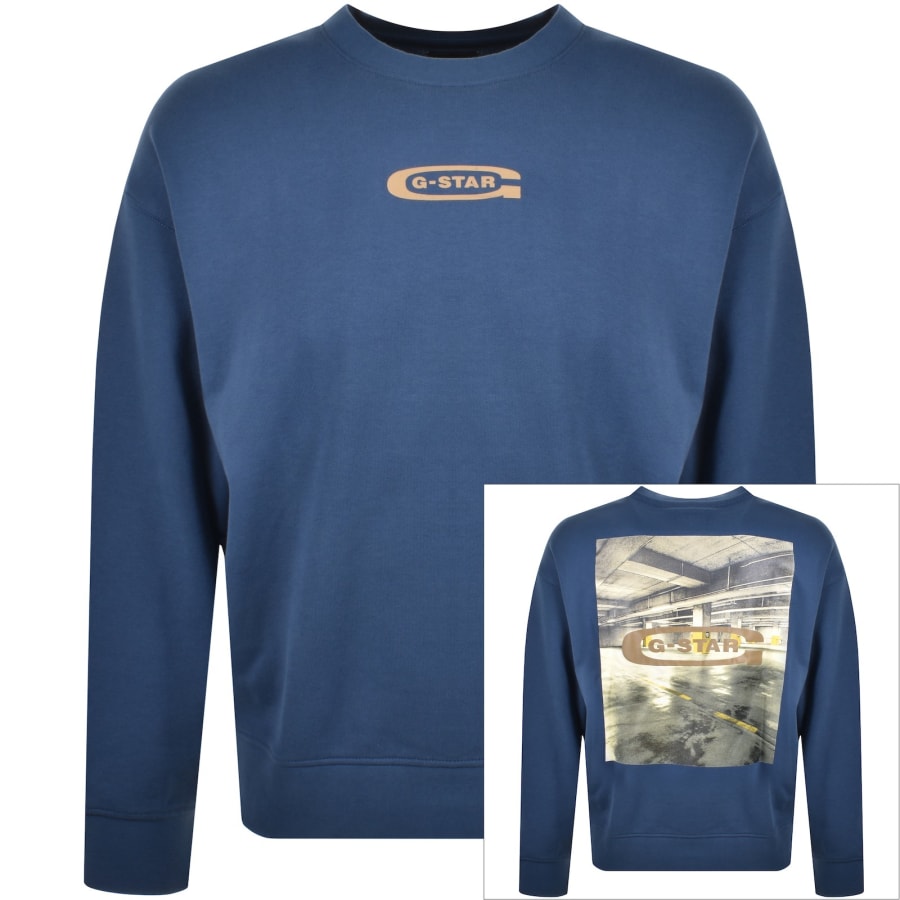 G Star Photo Back Sweatshirt Blue